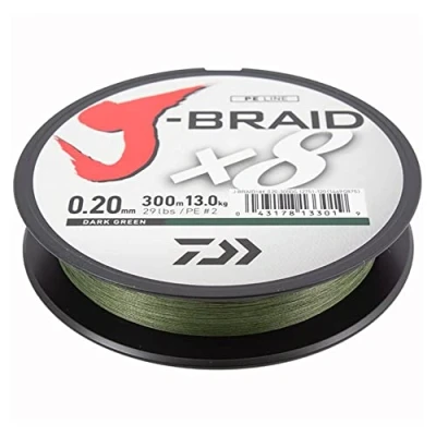 Abbildung von Daiwa J Braid X8 0.28mm 26,5kg 300m d. green Geflochtene Schnur