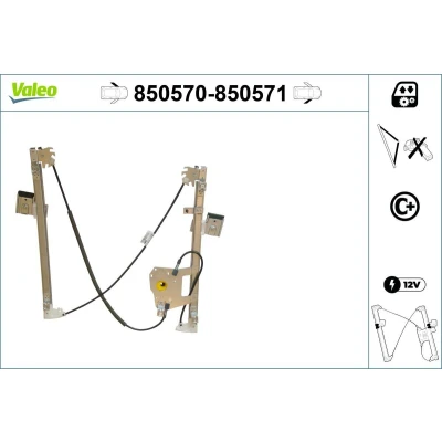 Abbildung von Valeo Fensterheber vorne links elektrisch ohne Elektromotor mit Komfortfunktion 850570 FORD: Focus Mk1 Hatchback, Estate
