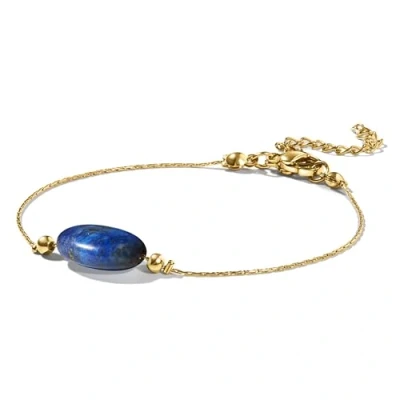 Abbildung von PURAJA Edelstein Armband Damen Lapislazuli 18k echt vergoldet Handgefertigt Glücksarmband Mutmacher