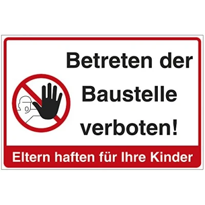 Abbildung von Schild &quot;Betreten der Baustelle verboten&quot; Baustellenschilder aus Alu/Dibond 300x200 mm 3 stark
