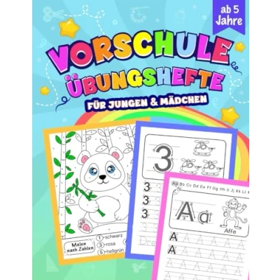 Abbildung von Vorschule Übungshefte ab 5 für Jungen und Mädchen: Schwungübungen, Buchstaben Zahlen schreiben lernen vieles mehr Übungsbuch Kindergarten, Grundschule