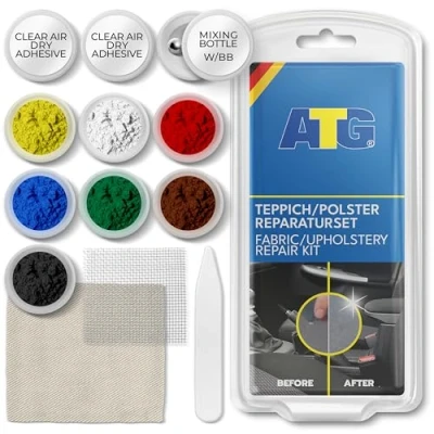 Abbildung von ATG® Brandloch Reparaturset Auto Stoff Professionelle Autositz Reparatur für alle Polster &amp; Teppiche 13 TLG. Schnell einfach Flicken Set