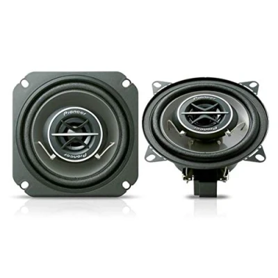 Abbildung von Pioneer TS 1002I 10 cm 2 Weg Koaxiallautsprecher Set mit Lautsprechern (je 120 W max., 25 Sinus), kraftvoller Klang, hoher Wirkungsgrad, 43 mm Einbautiefe, 102 Einbauausschnitt, Gitter