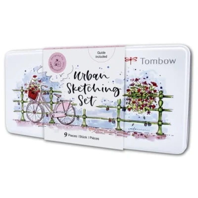 Abbildung von Tombow Urban Sketching Set 9 kreative Produkte Schritt für Anleitung designed by Künstlerin Carla Kamphius [URBAN SET]