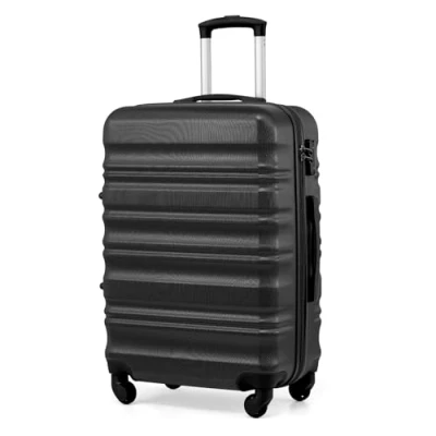 Abbildung von COOLIFE Hartschalen Koffer Trolley Rollkoffer Reisekoffer mit TSA Schloss und 4 Rollen (Schwarz, Mittelgroßer Koffer)