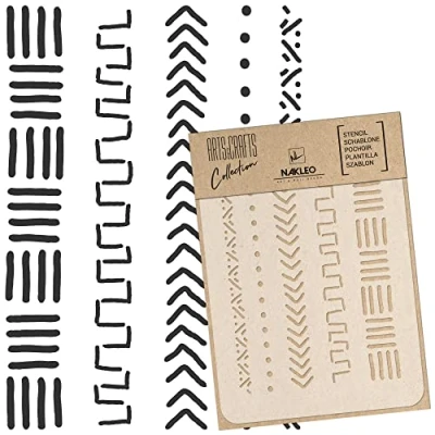 Abbildung von DIY Wiederverwendbare Kunststoffschablone // A3 A4 A5 MUDCLOTH ELEMENTS #2 Handwerk Möbel Scrapbooking Decoupage (A4)