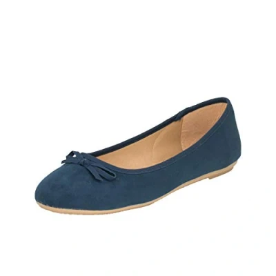 Abbildung von Fitters Footwear That Fits Damen Ballerina Helen Microfibre modische Basic Ballerinas mit Schleife Übergröße (43 EU, dunkelblau)