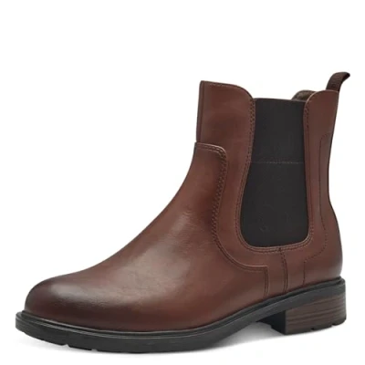 Abbildung von Jana Damen Stiefeletten ohne Absatz mit Reißverschluss Vegan, Braun (Cognac), 38 EU
