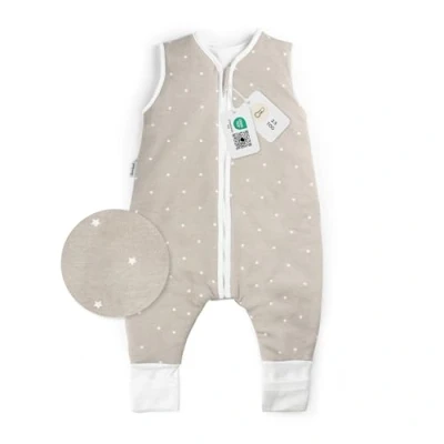 Abbildung von Ehrenkind® Babyschlafsack Schlafsack mit Füßen 2.5 TOG Bio Baumwolle Ganzjahres Baby Gr. 100 Farbe Taupe weißen Sternen Oeko Tex winter und Sommer Kinder