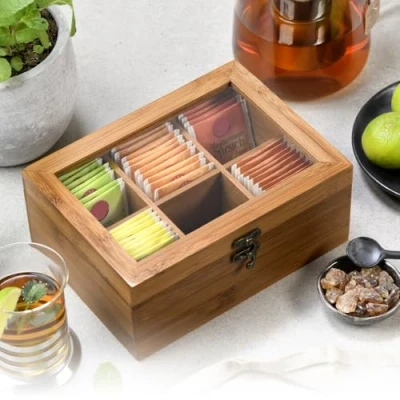 Abbildung von Kesper Teebox, Material: FSC® zertifizierter Bambus, Maße: 21,5 x 16 9 cm, Farbe: Dunkelbraun 59902