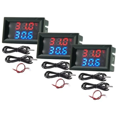 Abbildung von Messung 4 30V direkte Stromversorgung Rot + Blau Dual Display Digital Thermometer mit Wasserdichtem Metallfühler Temperatursensor (3)