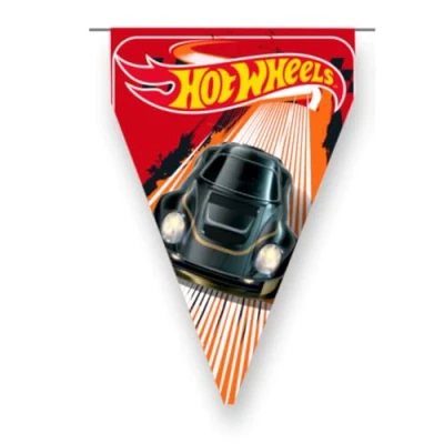 Abbildung von BeenSmile, Banner Hot Wheels, Wimpelkette für Kinder, Dekoration Kindergeburtstag, Partyartikel, Feier und Jubiläum, 1 Stück, 3 m