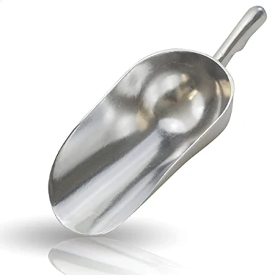 Abbildung von Kerafactum Aluminium Mehlschaufel Teeschaufel Leichte und robuste Schaufel für präzises Abmessen von Mehl Zucker Gewürzen Tiernahrung Futter Tee Volumen 190 ml Sackschaufel Handschaufel