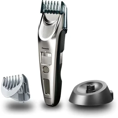 Abbildung von Panasonic ER SC60 S803 Haarschneider für Männer, tragbarer, kabelloser, wasserdichter Trimmer, fortschrittliche Klingen, 20 Längen, 2 Aufsätze, kabellos &amp; kabelgebunden, Ladestation, Silber