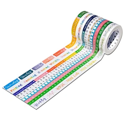 Abbildung von Papierdrachen 9 Washi Tapes für dein Bullet Journal Handlettering Wochentage einfach aufkleben To Do DIY Weekly Schedule Aufgaben Ideal Anfänger und Profis Aquarell Set 6