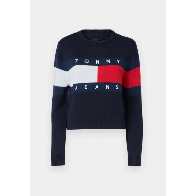 Abbildung von Tommy Jeans Center FLAG Strickpullover, Damen, Größe: 5XL, Dark night navy