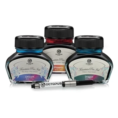 Abbildung von Octopus Fluids 3 x 30 ml Füllhaltertinte Sheen mit Konverter, Set LEGEND
