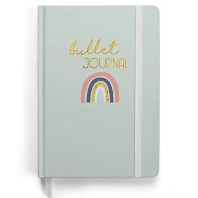 Abbildung von Papierdrachen Premium Bullet Journal (Regenbogen) Notizbuch A5 gepunktet 192 Seiten dickes 120g/m² dotted Papier mit Punkteraster, Gummiband, Stifthalter, Dreieckstasche, Anleitung