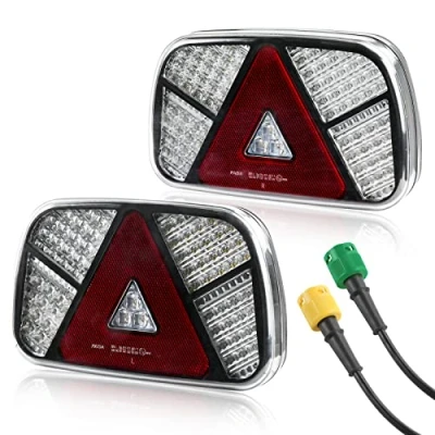 Abbildung von AOHEWEI Trailer Rücklichter Kit 12V/24V wasserdicht Blinker/Bremse/Rücklicht/Rückwärts/Nebel/Reflektorlicht mit 2 Stück 30cm langem 6 adrigem Kabel für LKW Wohnwagen Van Traktor