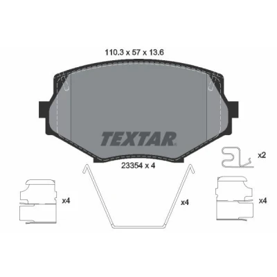 Abbildung von TEXTAR 2335404 Bremsbelagsatz mit akustischer Verschleißwarnung Zubehör MAZDA: MX 5 I, 2
