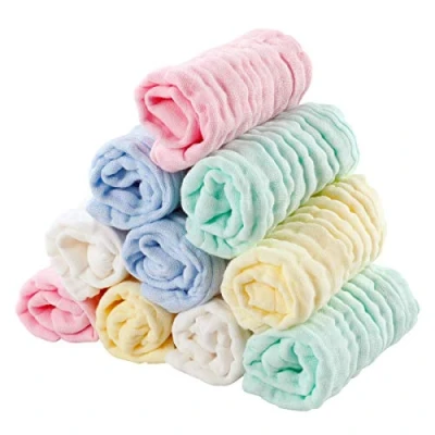 Abbildung von EXTSUD Baby Waschlappen, 10er Musselin Waschlappen Handtücher Weiche Neugeborene Gesichtstücher Wipes (Farbig)