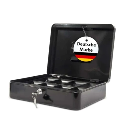 Abbildung von MAUL Geldkassette aus Stahl 30x25x8,7cm abschließbar Münzgeld Einsatz herausnehmbar Kasse mit 2 Schlüsseln Ideal als Spardose, Geldtasche, Tresor, groß Schwarz