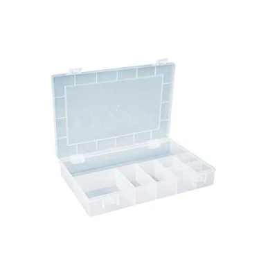 Abbildung von hünersdorff Sortimentskasten PP Classic mit 8 Fächern stabile Sortierbox für Schrauben und andere Kleinteile feste Facheinteilung 22,5 x 33,5 5,5 cm, transparent