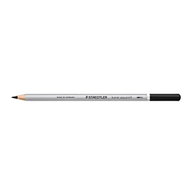 Abbildung von STAEDTLER aquarell Buntstifte karat aquarell, schwarz, wasservermalbare, weiche und farbintensive Mine, für unterschiedliche Trocken Nasstechniken, 6 Aquarellstifte im Kartonetui, 125 9
