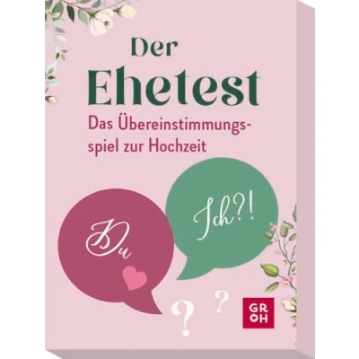 Abbildung von Der Ehetest: Das Übereinstimmungsspiel zur Hochzeit Spiel für Paare mit 100 aufschlussreichen Fragen, Geschenk zum Valentins oder Hochzeitstag den Spieleabend
