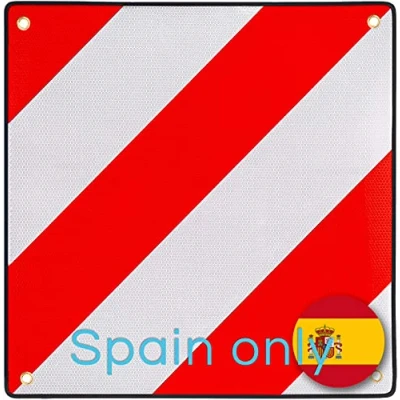 Abbildung von PLANGER® Warntafe Spanien (50 x 50 cm) Reflektierendes Warnschild rot weiß für Heckträger u Fahrradträger