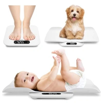 Abbildung von BAGAIL Babywaage mit Abnehmbarem Tablett, Automatisch Rotierenden Messwerten, Tara, Automatischer Sperre und Vergleich, Universelle Digitale Waage für alle Familienmitglieder, bis zu 400 lb/180 kg