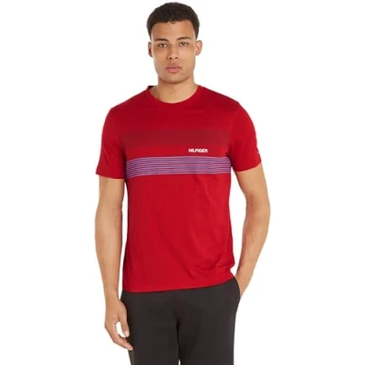 Abbildung von Tommy Hilfiger Herren T Shirt Kurzarm Rundhalsausschnitt, Rot (Primary Red), S