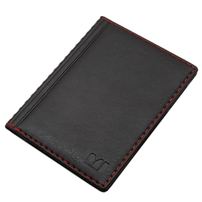 Abbildung von Elegantes Ausweisetui/Ausweishülle/Kreditkartenetui mit Kontrastnaht 12 Fächer MJ Design Germany Made in EU Designs (Design 4 / Schwarz)