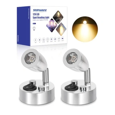 Abbildung von SUPAREE 12 v Led Spot Leselampe Interior Licht Einstellbarer Schalter Warmes für Reisemobil Caravan Boat (2 STÜCKE)