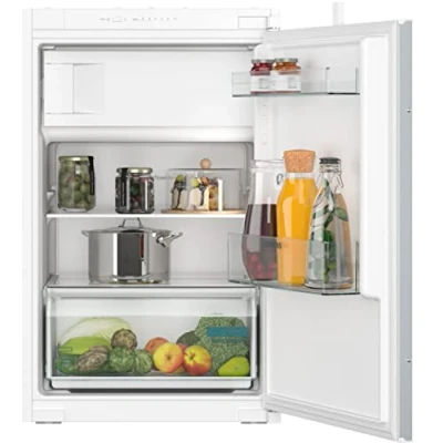 Abbildung von SIEMENS KI22LNSE0 iQ100 Einbau Kühlschrank mit Gefrierfach, 88 x 56 cm, 104 L Kühlen + 15 Gefrieren, LED Beleuchtung für gleichmäßige Ausleuchtung, freshBox Obst Gemüse