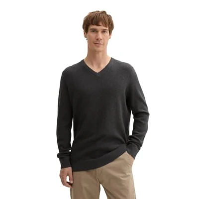 Abbildung von TOM Tailor Strickpullover, Herren, Größe: Large, Black grey melange