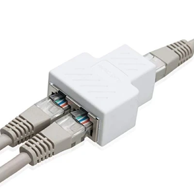 Abbildung von COVVY RJ45 Splitter Adapter Buchse, 1 bis 2 Dual Female Port Cat 5/Cat 6 LAN Netzwerk Ethernet Connector (1 Pcs, Weiß)