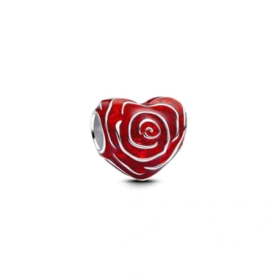 Abbildung von Pandora Moments Rose Herz Charm aus Sterling Silber, Kompatibel Armbänder, 793673C01