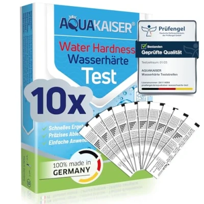 Abbildung von Wasserhärte Teststreifen in dH 10 Stück einzeln versiegelt Made Germany messen für Trinkwasser, Kaffeemaschine, Pool, Aquarium