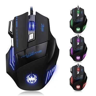 Abbildung von [T80 Dland Zelotes Professionelle optische LED Maus mit 7.200 DPI, 7 Tasten und USB Kabel, für Gamer Verstellbarer DPI Schalter 7.200/3.200/2.400/1.600/1.000 Pro Game Notebook Computer