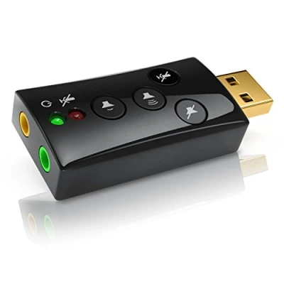 Abbildung von CSL Externe USB Soundkarte 7.1 Dynamic Stereo Sound 3D Card mit Funktionstasten Lautstärkeregler und Volume Kontrolle für Computer Notebook Tablet PC MacBook