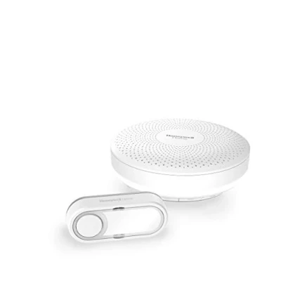 Abbildung von Honeywell Home Funk Gong Set Rund mit Lautstärkeregelung, Lichtring und Klingeltaster, weiß, DCR313S