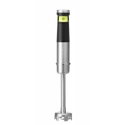 Abbildung von HENDI Stabmixer, kabellos, stufenlos Geschwindigkeiten, einfache Bedienung mit Drucktaster, Handmixer, S Klinge, USB C, 230V/150W, ø65X(H)390mm, Edelstahl