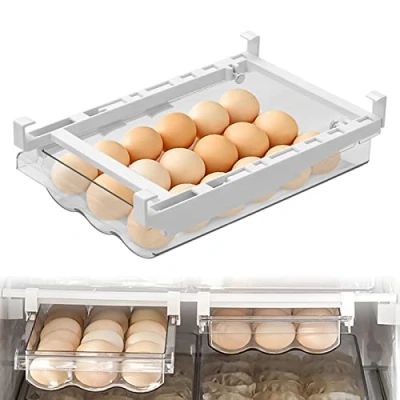 Abbildung von MDHAND Schubladen Eierhalter, Eierhalter Kühlschrank mit Gleitschiene und Griff, Frigerator Ei Organizerund spart des Kühlschrankplatzes, latz für bis zu 18 Eier (Ei Veranstalter)