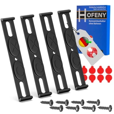 Abbildung von Hofeny Kennzeichenhalter Unsichtbarer Rahmenlos Nummernschildhalter für jedes Auto, Kennzeichenhalterung Set 2 Kennzeichen, Kennzeichentafeln 110 mm Kennzeichenrahmen, Nicht Österreich