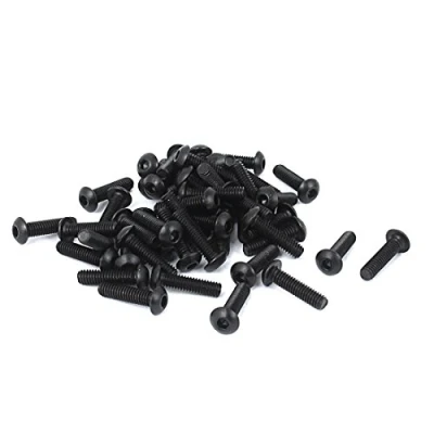 Abbildung von sourcing map M2,5x 10mm Knopfkopf Innensechskantschraube Schwarz 50Stk