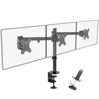 Abbildung von PUTORSEN Monitor Tischhalterung für 3 Monitore 13&quot; 27&quot; LCD LED TV Bildschirme Flachbildschirm, Belastbarkeit: 7 kg/pro Monitor, neigbar 180, schwenkbar 360, höhenverstellbar