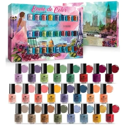 Abbildung von Envie de Color Nagellack Set Komplette Kollektion von 24 leuchtenden, Perl , Pastell und klassischen Farben in einer Designerbox (Set #B)