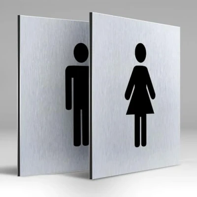 Abbildung von Türschilder24 Aluminium Dibond Schild Türschild 120 x 3 mm WC Toiletten Damen Herren Set 100% Made in Germany (SET Damen/Herren)
