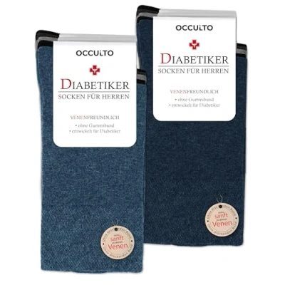 Abbildung von Occulto 10 Paar Diabetikersocken für Herren ohne Naht Gummibund aus Baumwolle 4 Schwarz 3 Dunkelblau Hellblau 39 42